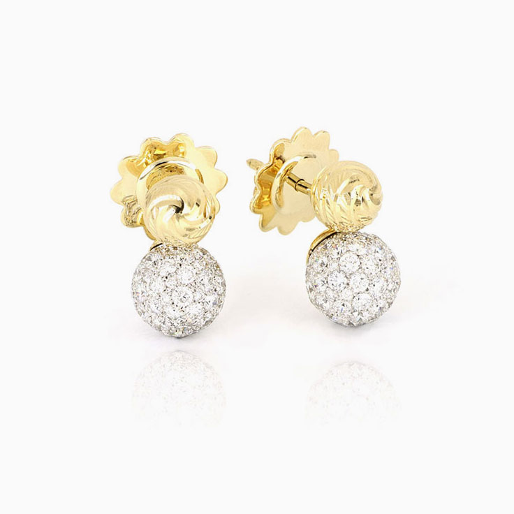 Diamond and Gold Sphere Studs