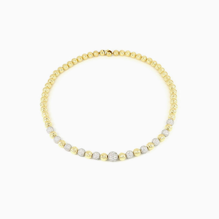Diamond And Gold Graduated Sphere Necklace