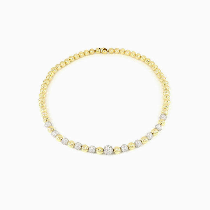 Diamond And Gold Graduated Sphere Necklace