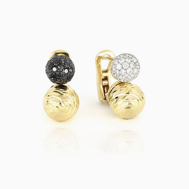 Black and White Diamond Spherical Studs