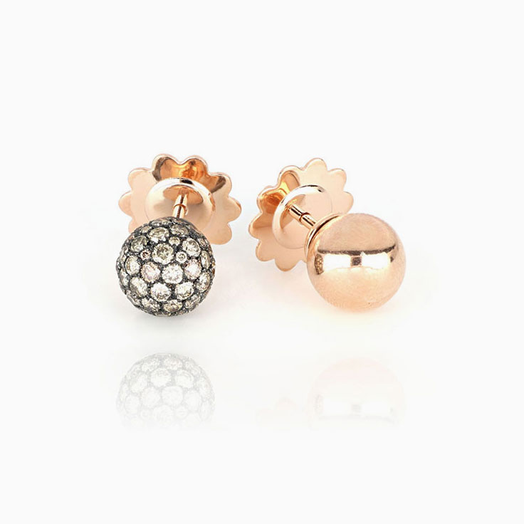Diamond And Rose Gold Dual Studs