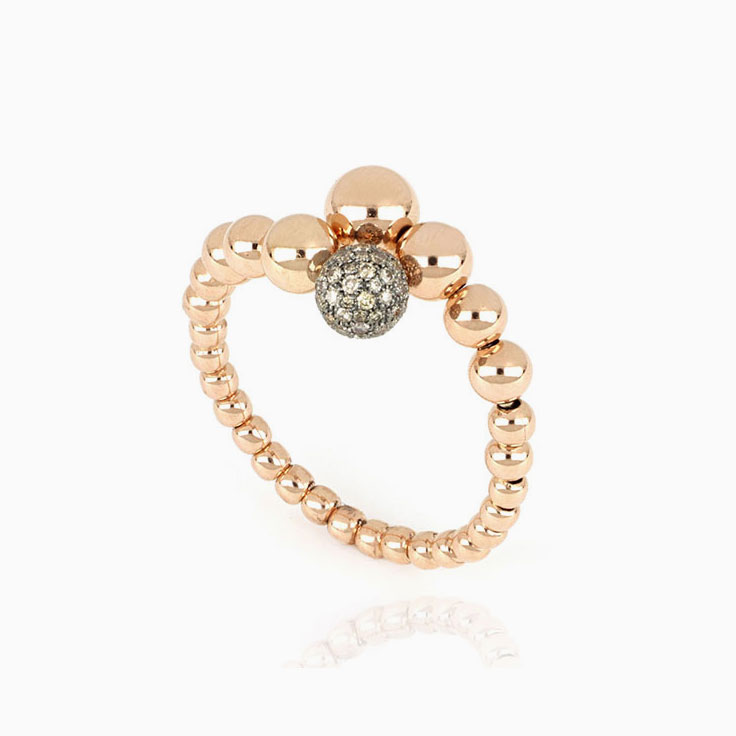 Diamond And Rose Gold Sphere Ring