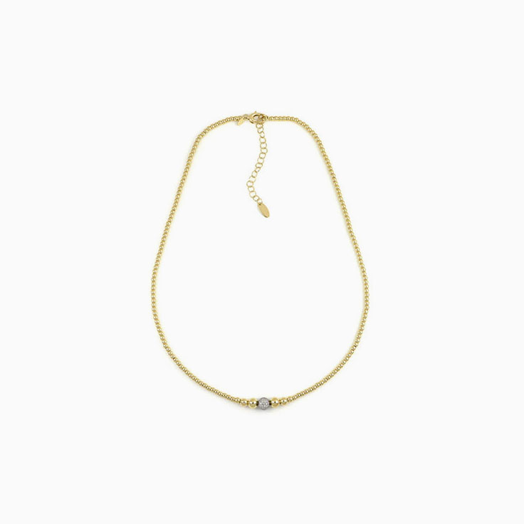 Diamond And Gold Sphered Necklace