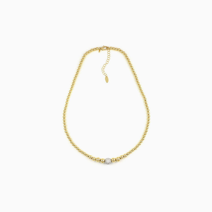 Gold And Diamond Sphered Necklace