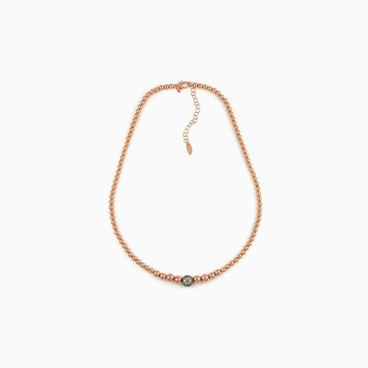 Rose Gold And Diamond Sphered Necklace