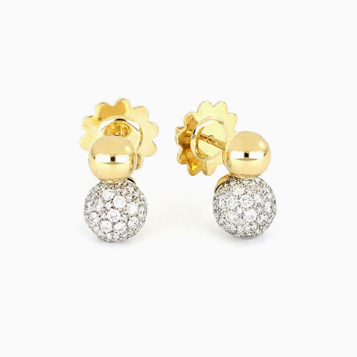 Diamond And Gold Sphered Earrings