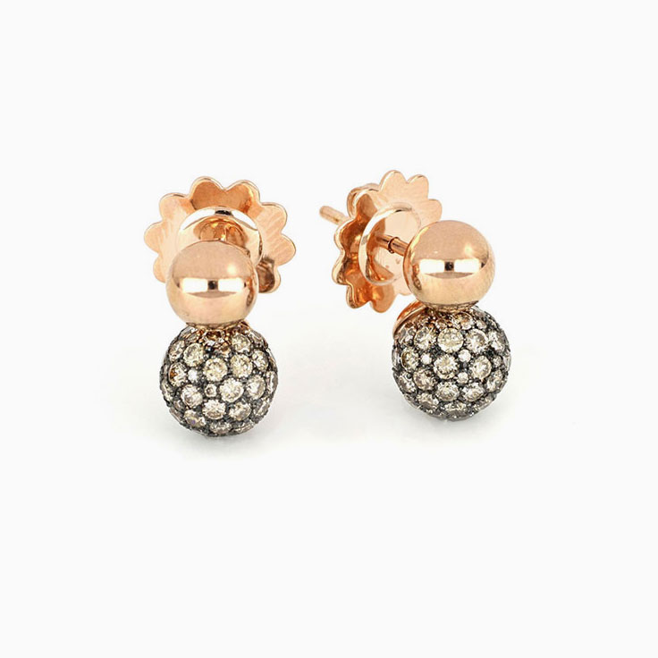 Diamond and Rose Gold Sphered Earrings