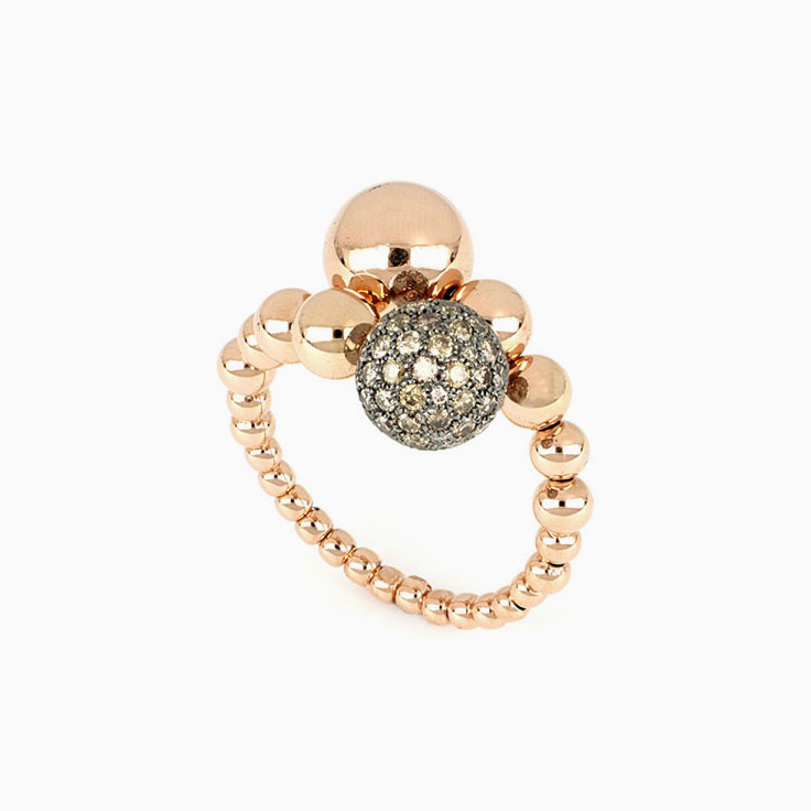 Diamond And Rose Gold Sphered Ring