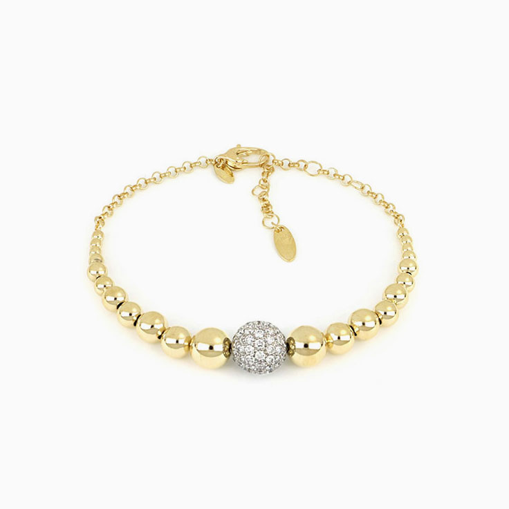 Diamond And Gold Sphered Bracelet