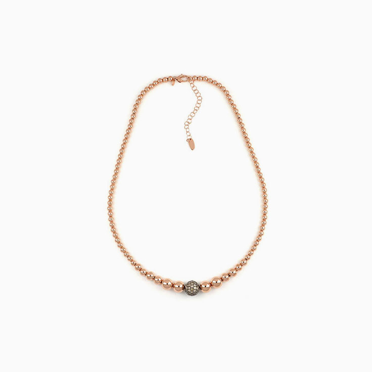Diamond And Rose Gold Sphere Necklace