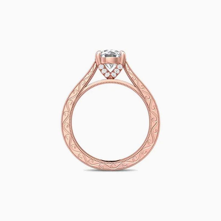 Classic Hand Engraved Solitaire Engagement Ring