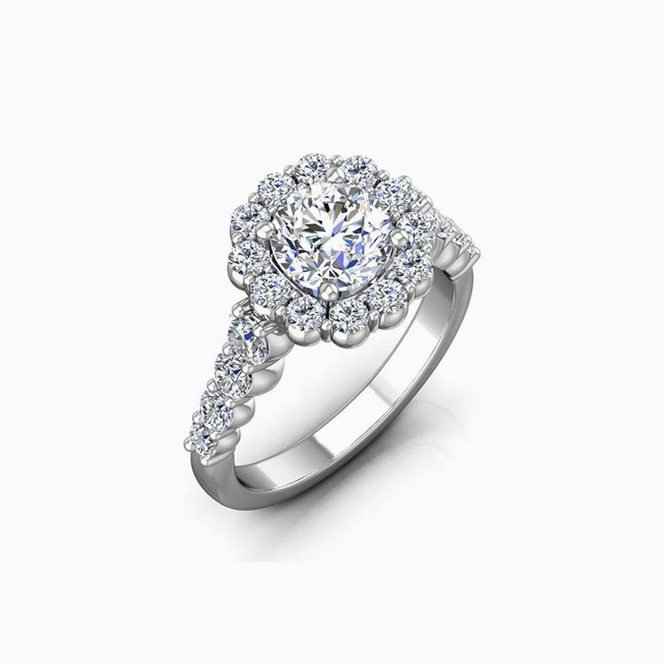 Brilliant Floral Diamond Engagement Pave Ring