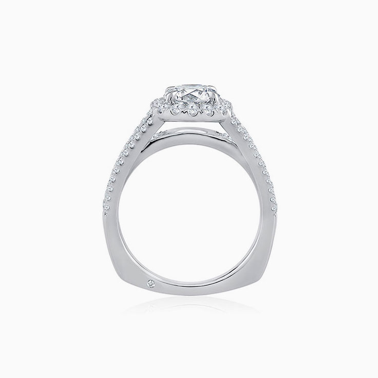 Classic Round Diamond Engagement Triple Split Shank Ring