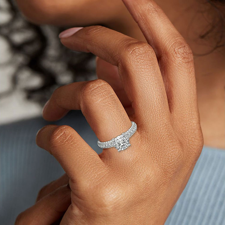 Half Eternity Diamond Engagement Pave Ring