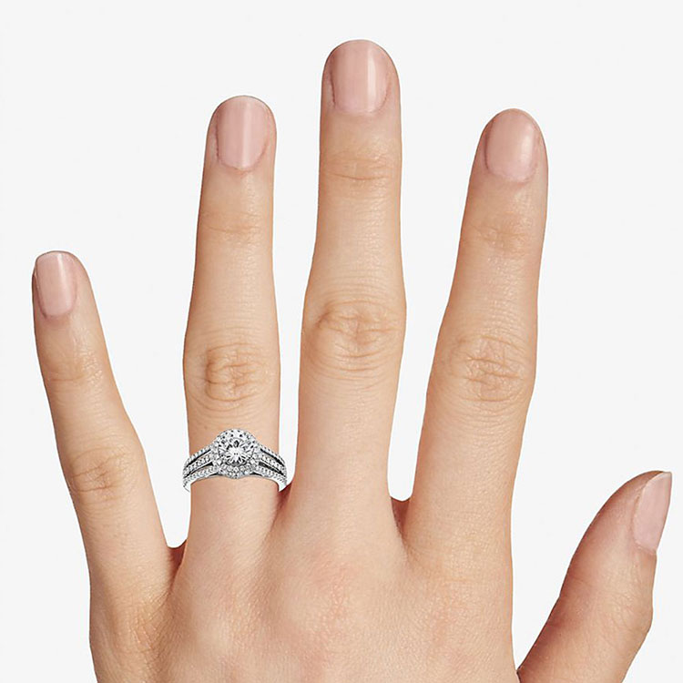 Thick band engagement ring
