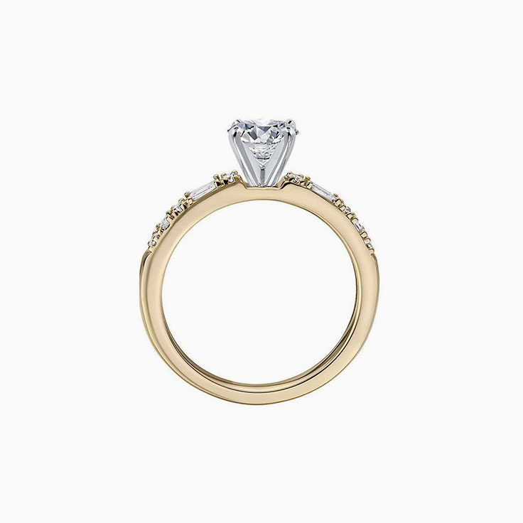 Sleek Multi Shape Diamond Engagement Side Stone Ring