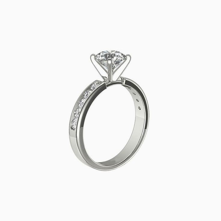 Radiant Cut Diamond Engagement Channel Ring