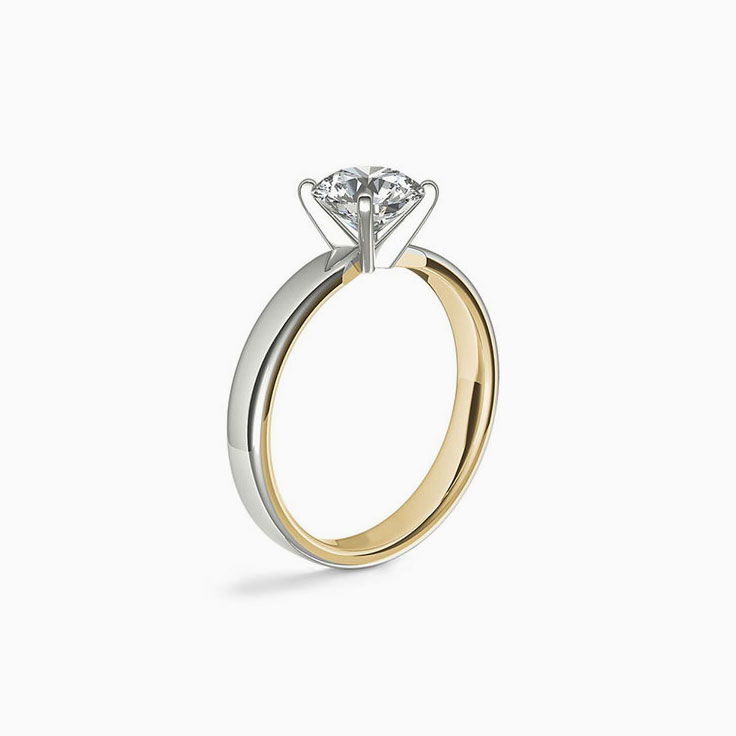 Two Tone Radiant Cut Diamond Engagement Ring