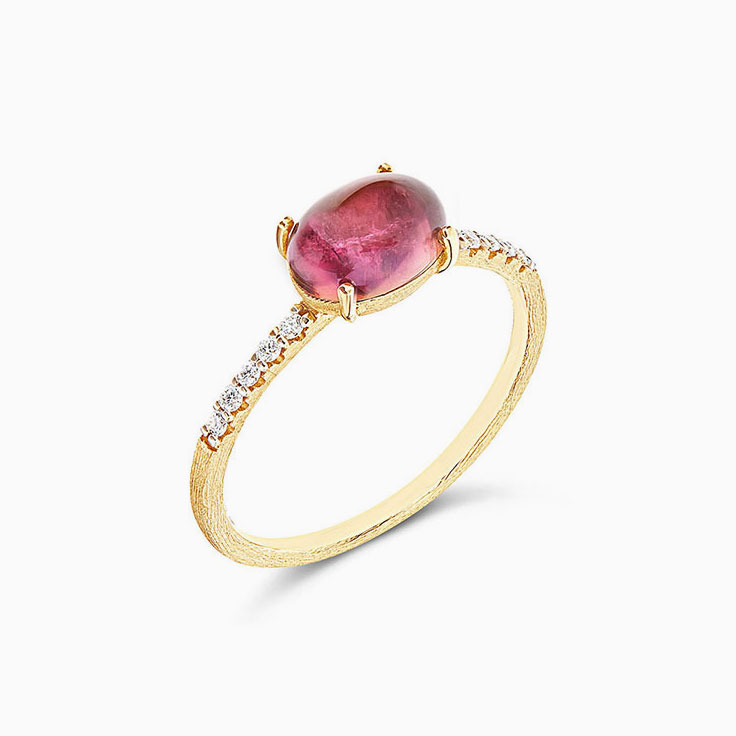 Gemstone Ring with Diamonds and Tourmaline