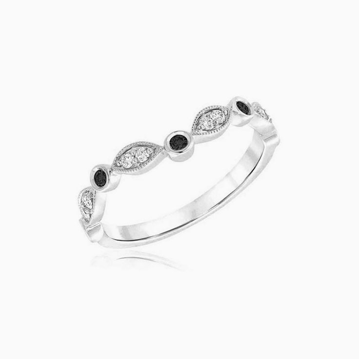 Black and White Curve Diamond Ring