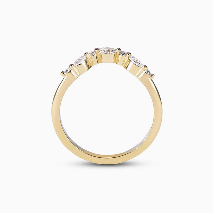 Marquise and round curve diamond ring