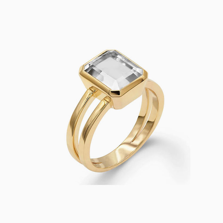 Emerald Cut Gemstone On Split Shank Band