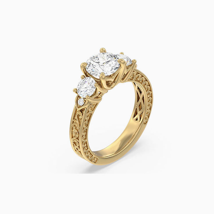 Art Deco Lab Grown Diamond Engagement Ring