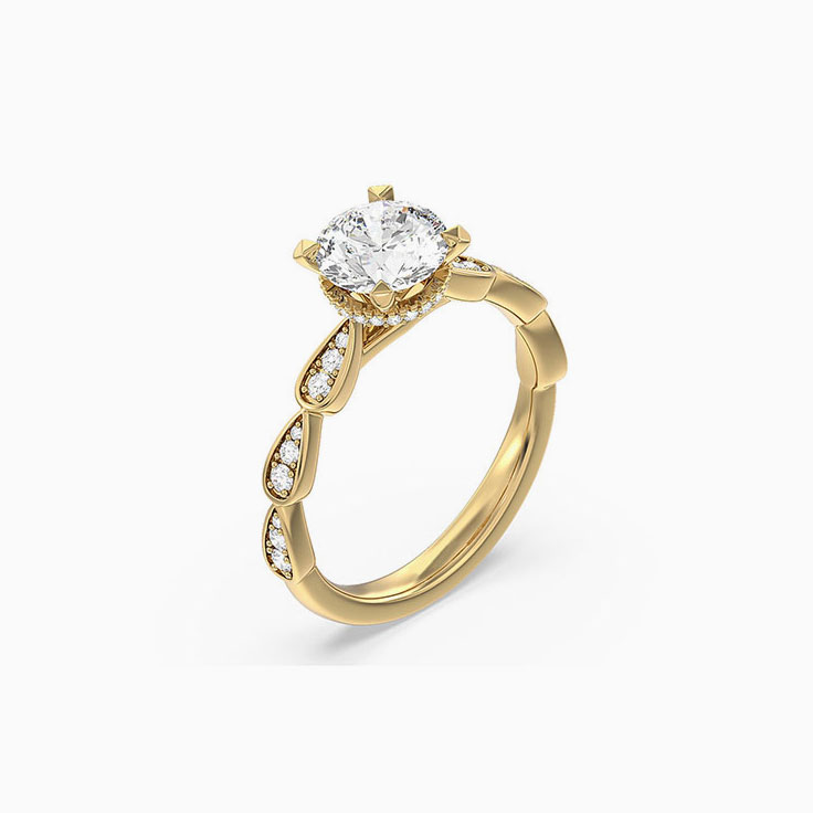 Lab Diamond sepal Engagement Ring