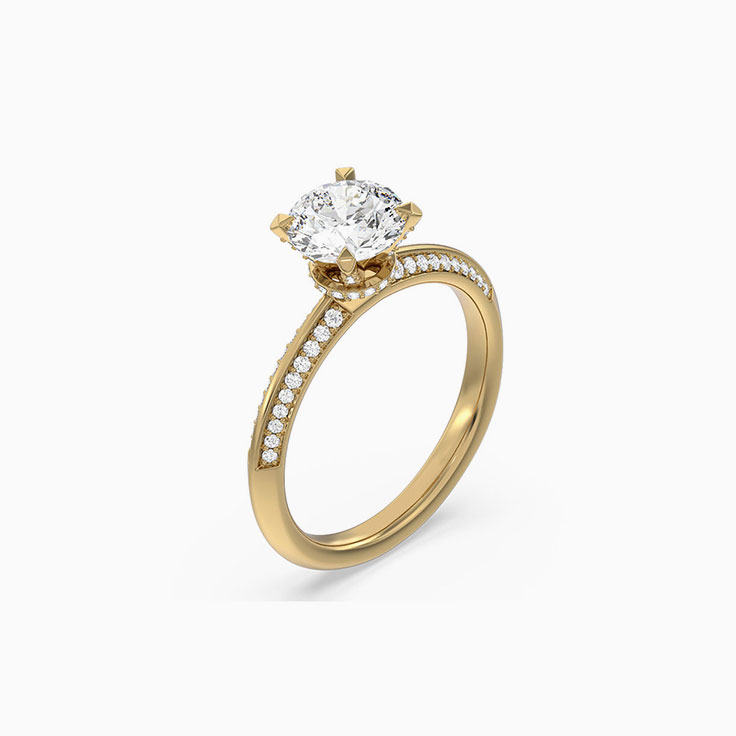 Round Lab Diamond Hidden Halo Engagement Ring