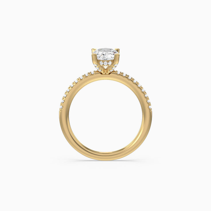 Oval Hidden Halo Pave Shank Engagement Ring
