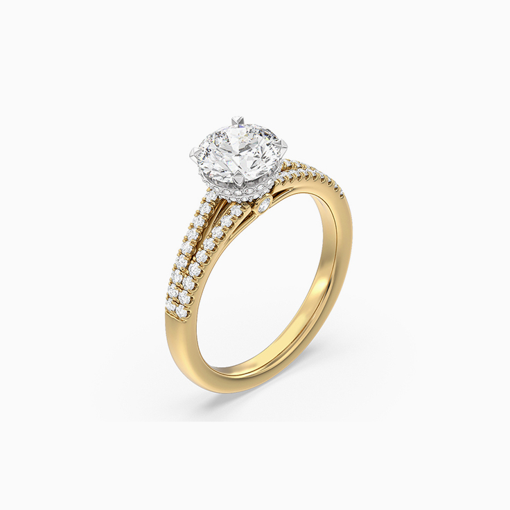 Round Hidden Halo Split Shank Lab Diamond Engagement Ring