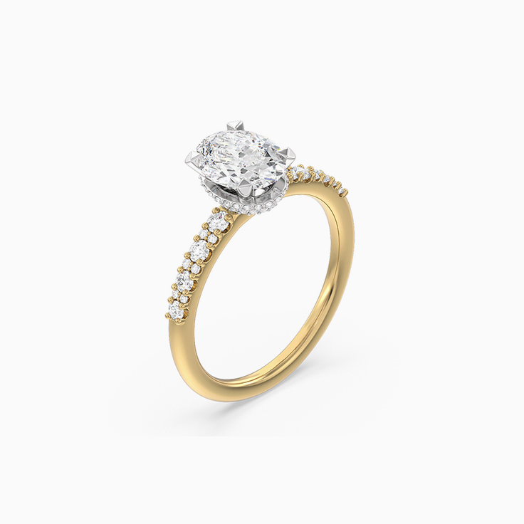 Oval Lab Diamond Hidden Halo Engagement Ring