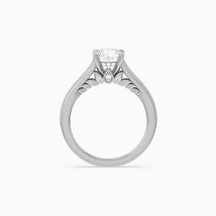 Floral Womens Lab Diamond Engagement Ring