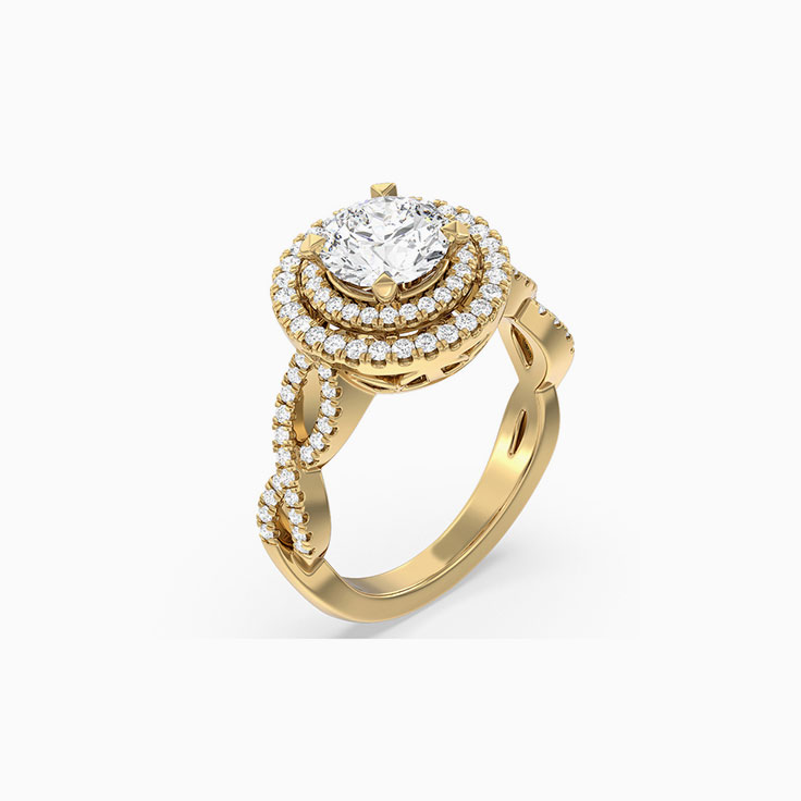Round halo engagement ring