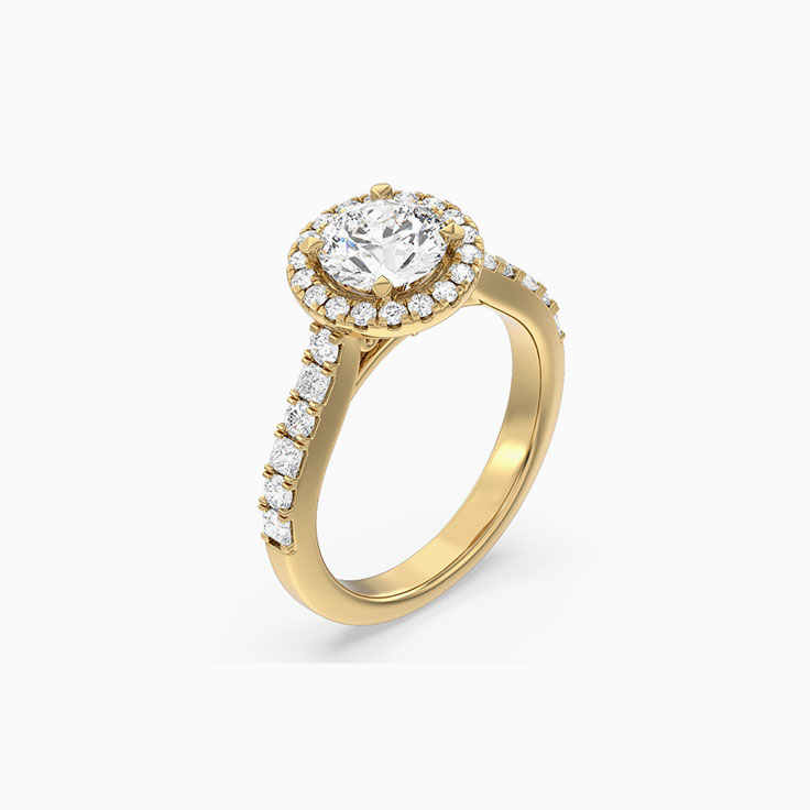 Round halo engagement rings