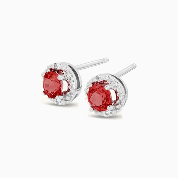 Diamond Studs With Ruby