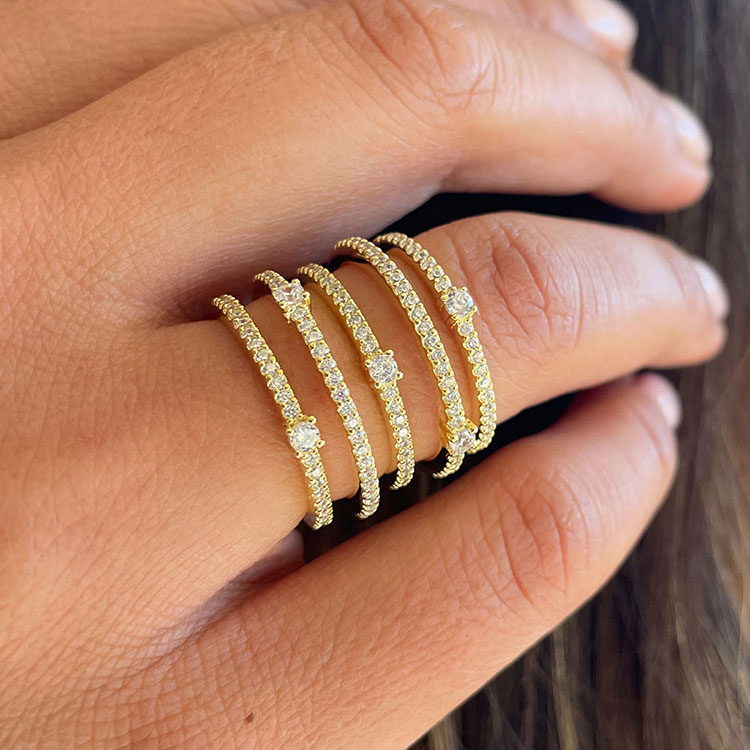 Diamond multi row statement ring
