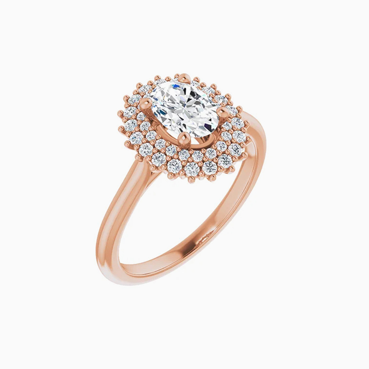 Double halo oval engagement ring