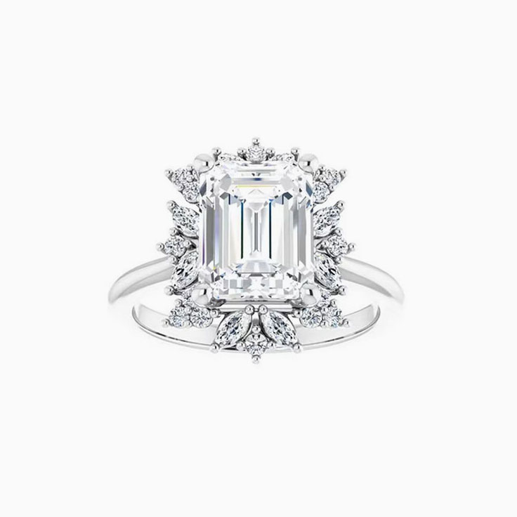 Custom made emerald cut engagement ring