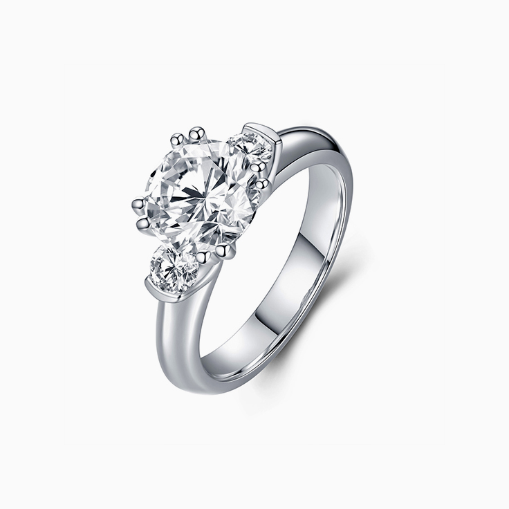 Trilogy Diamond Engagement Ring With Round Brilliant Cut Diamond