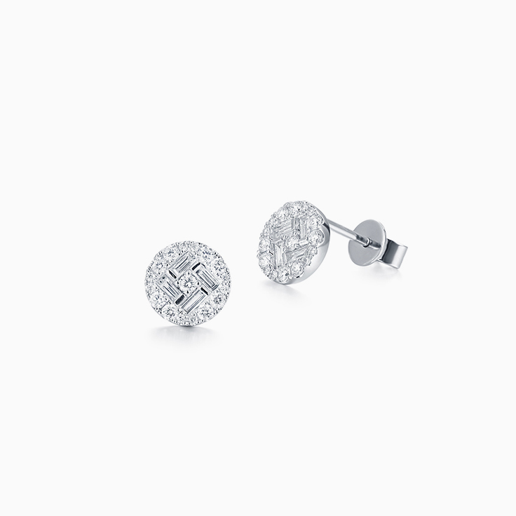 Baguette and Round Cluster Studs