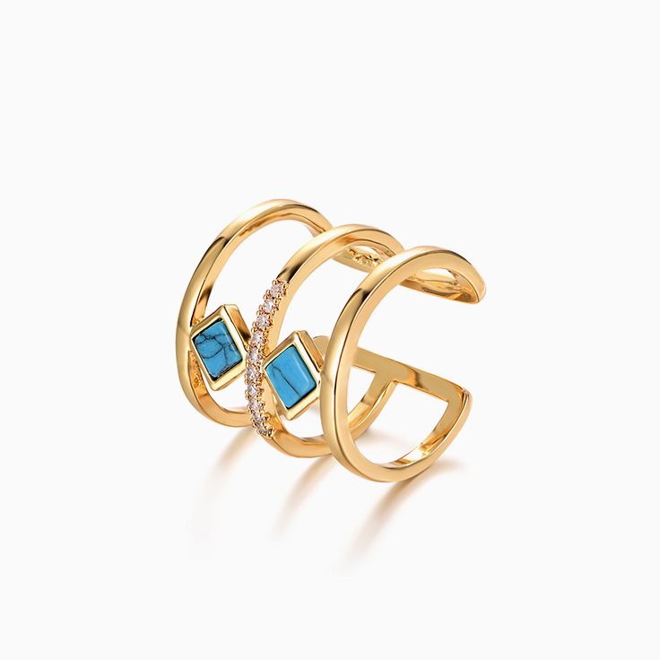 Gold Bar Cuff Ring