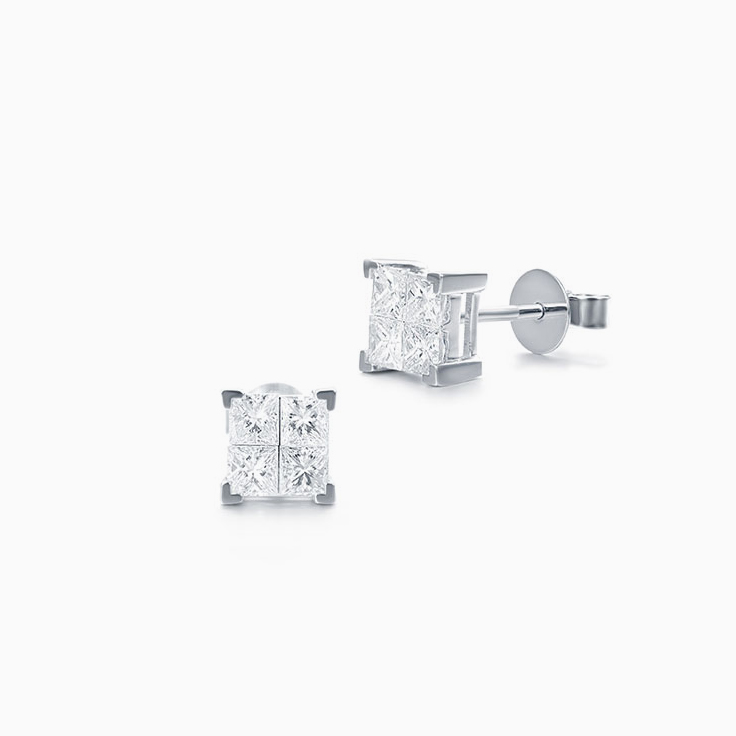 Princess cut diamond studs