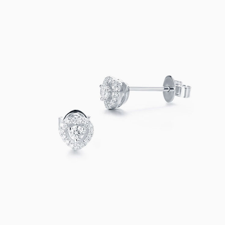 Heart Studs With Diamonds
