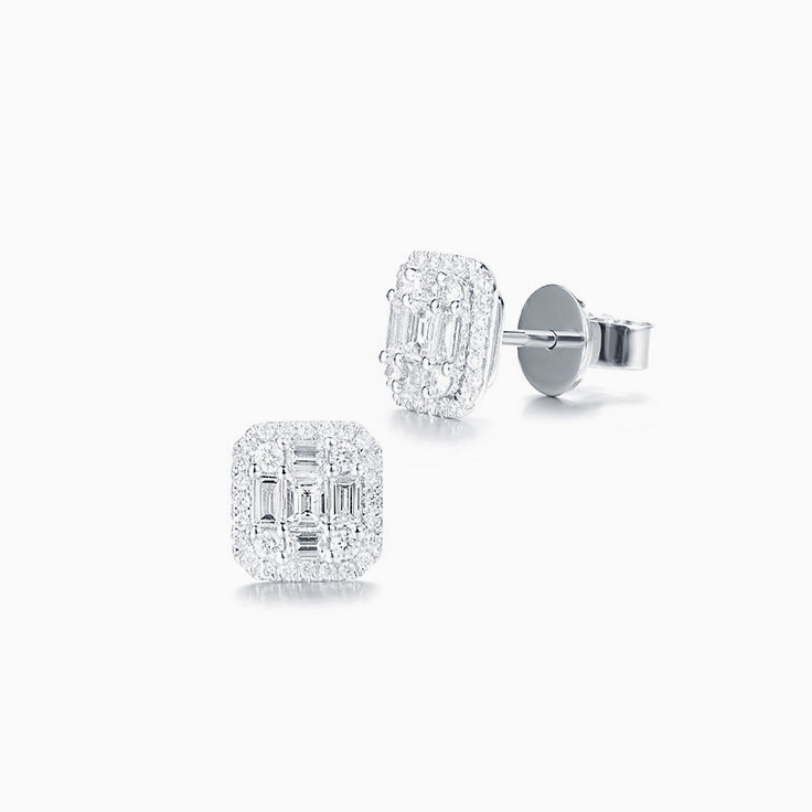 Emerald Shape diamond Studs