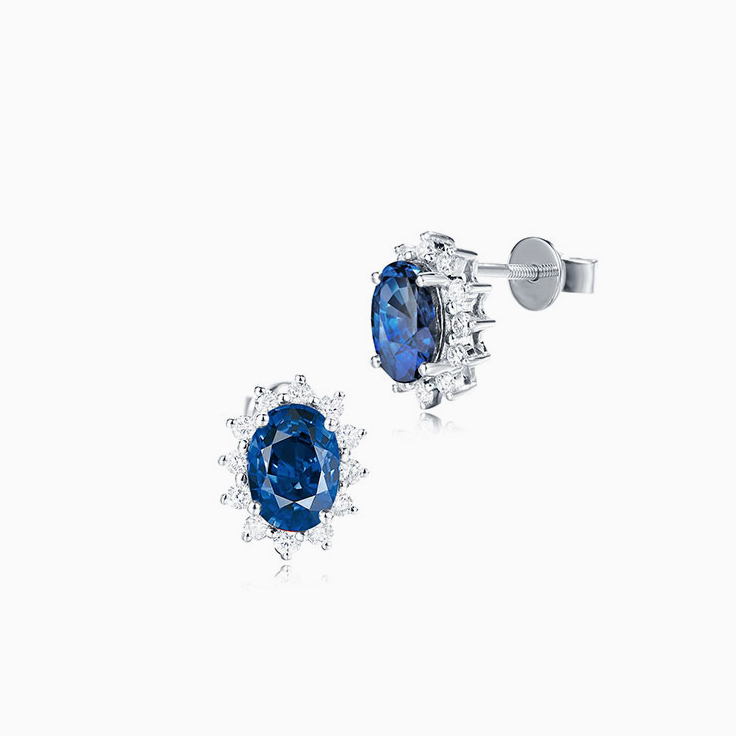 Blue Sapphire and Diamond Studs