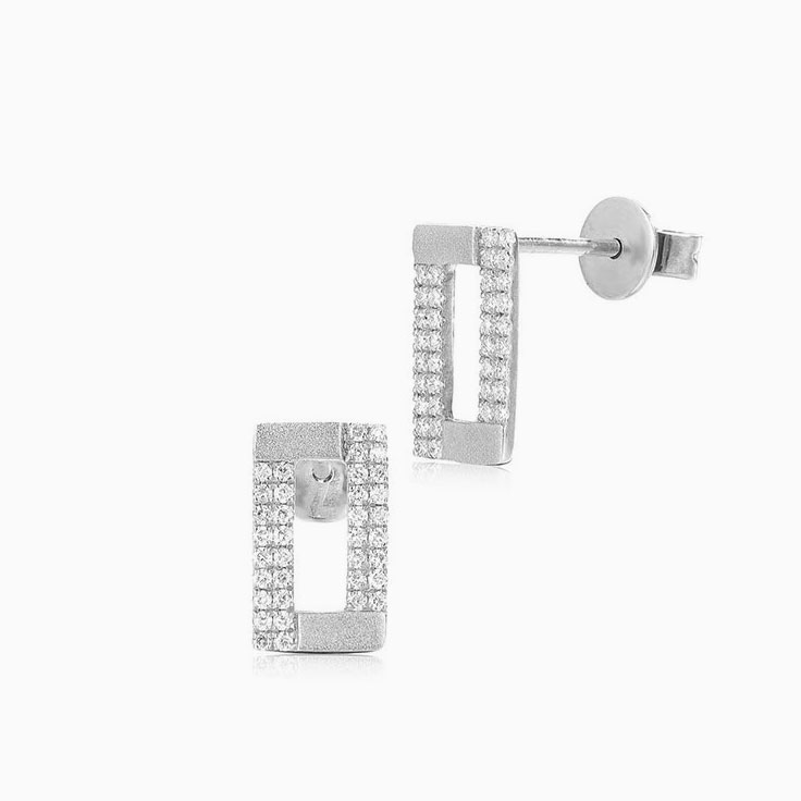Rectangle Diamond Studs