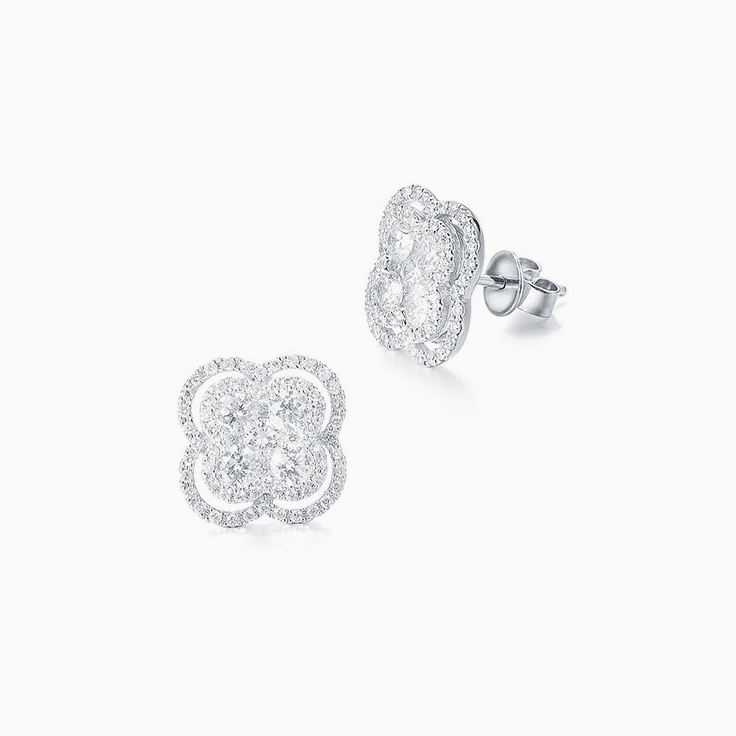 Diamond Clover Studs