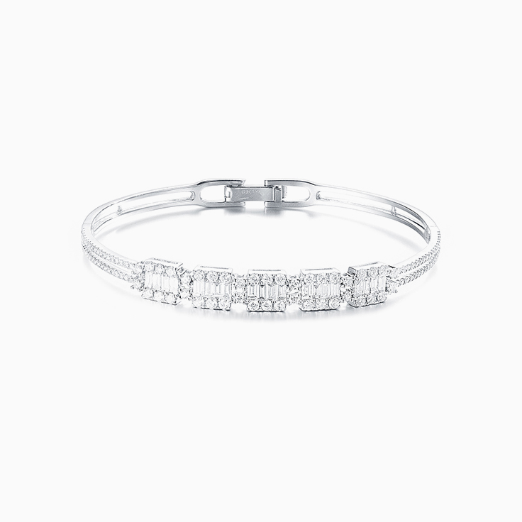 Baguette And Round Double Bar Bracelet