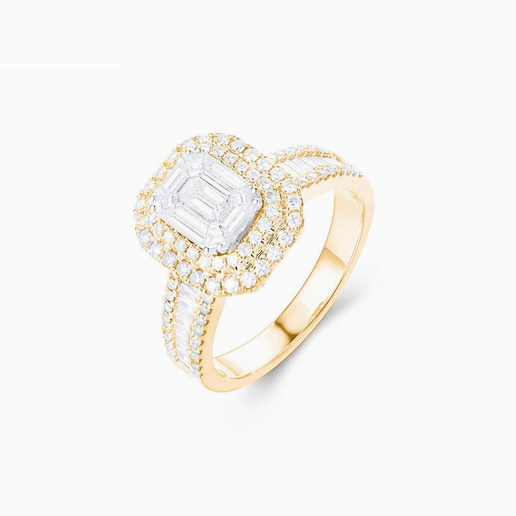 Emerald Cluster Diamond Ring